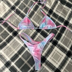 Boutine LA Pink and Blue Tie-Dye Bikini